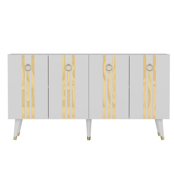 HANAH HOME Komoda Isil, bela/zlatna - 475OLV2682