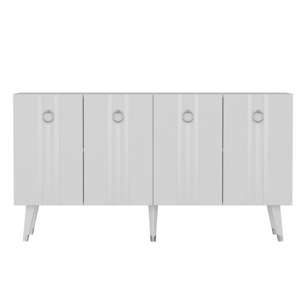 HANAH HOME Komoda Isil, bela/srebrna - 475OLV2683