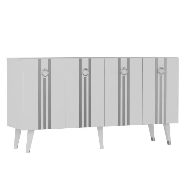 HANAH HOME Komoda Isil, bela/srebrna - 475OLV2683