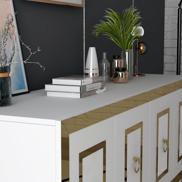 HANAH HOME Komoda Karya, bela/zlatna - 475OLV2745