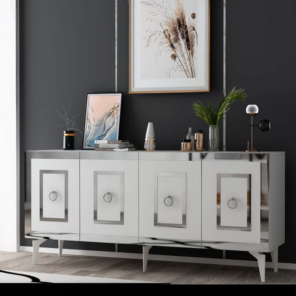 HANAH HOME Komoda Karya, bela/srebrna - 475OLV2746