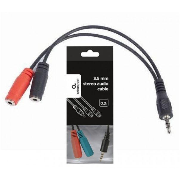 GEMBIRD Audio kabl adapter sa 2x 3.5 mm na 1x 3.5mm, 0.2 m, crna - 9467