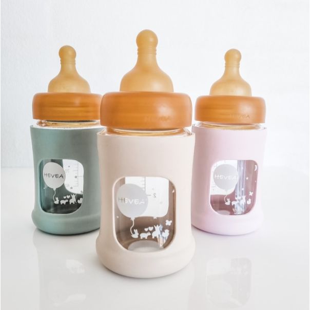 Hevea flašica sa širokim otvorom i zaštitnim rukavom Boja peska 1 kom, 150ml/5oz - 478601