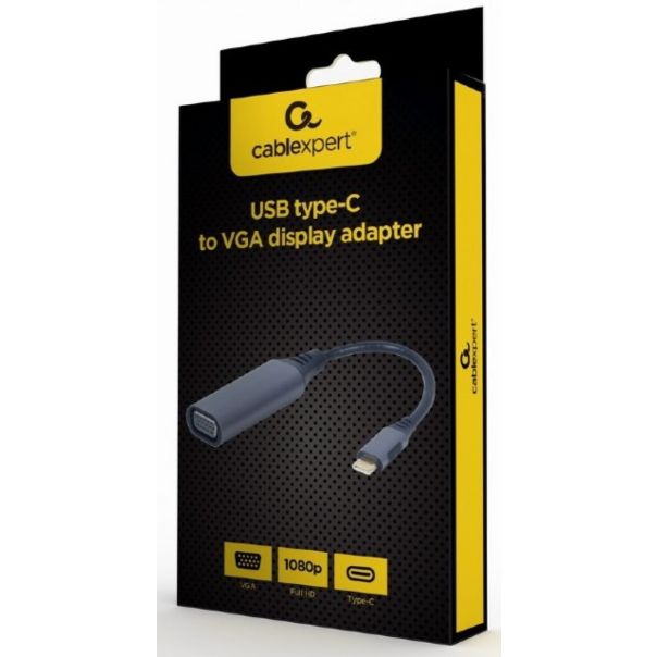 GEMBIRD A-USB3C-VGA-01 USB Type-C to VGA display adapter, space grey - 42546