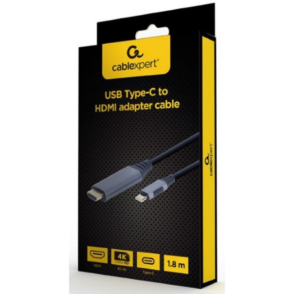 GEMBIRD CC-USB3C-HDMI-01-6 USB Type-C to HDMI display adapter cable, space grey, 1.8 m - 42552