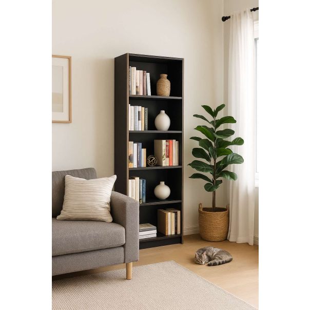 HANAH HOME Polica za knjige Ktp-350-Ax-1, crna/braon - EP3057656
