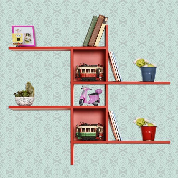 HANAH HOME Zidna polica Raf-04-Kk-1, crvena - 479ADR1752