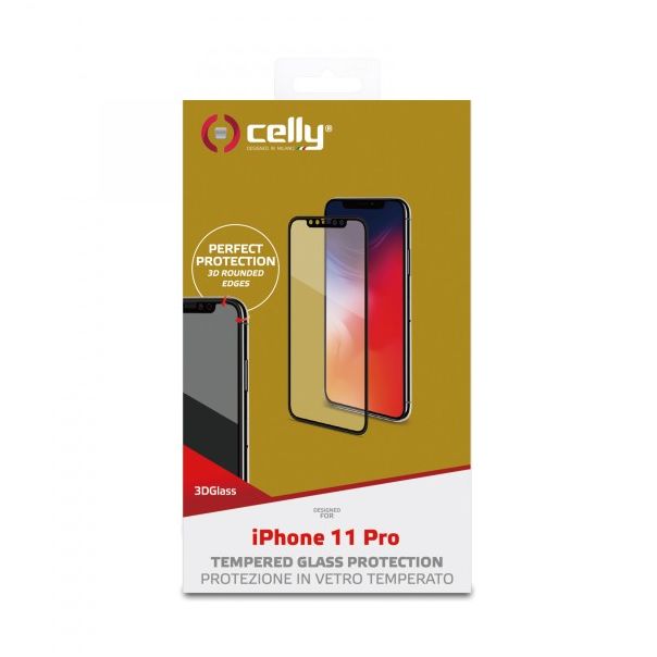 CELLY Zaštitno staklo 3D za iPhone 11 Pro - 3DGLASS1000BK