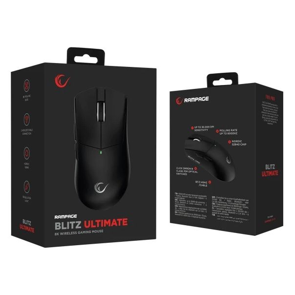 RAMPAGE Miš Wireless Bluetooth Gaming BLITZ ULTIMATE 8K crni - EP3097968