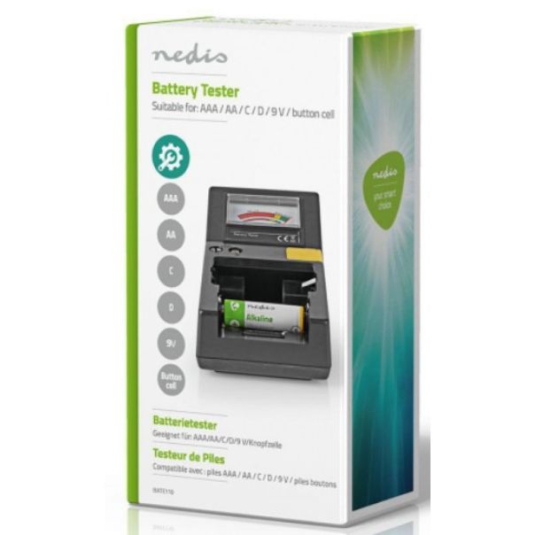 NEDIS Tester za baterije AA, AAA, C, D, 9V i dugmastih, BATE110 - 42628
