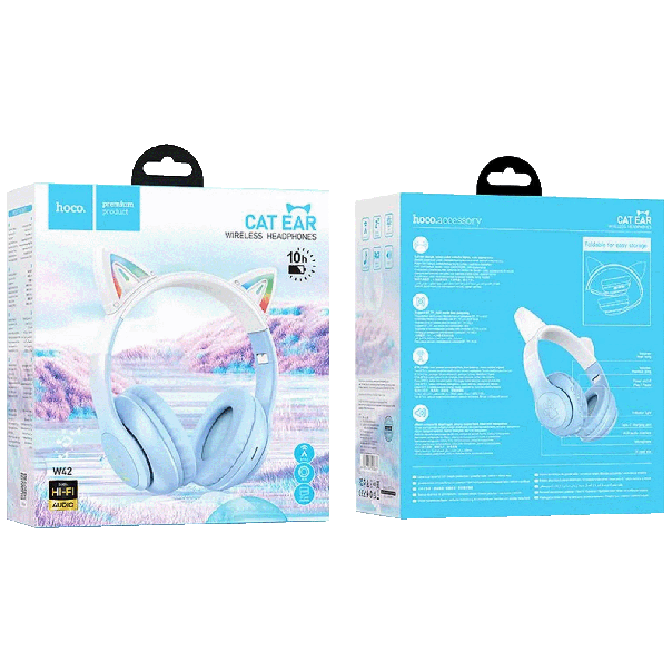 hoco. Bluetooth slušalice, W42 - Cat Ears, Crystal Blue - 48514