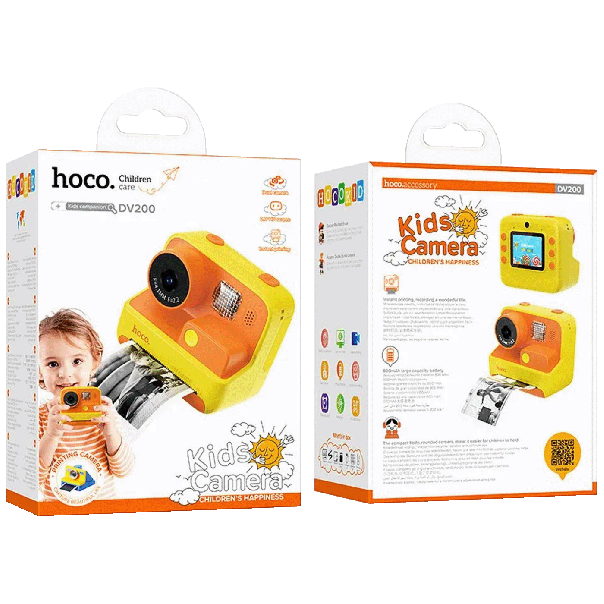 hoco. Dečija kamera sa štampačem, DV200, žuta - 48518