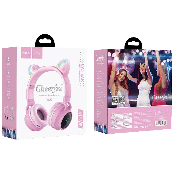 hoco. Bluetooth slušalice - W27 Cat Ear, roza - 48638