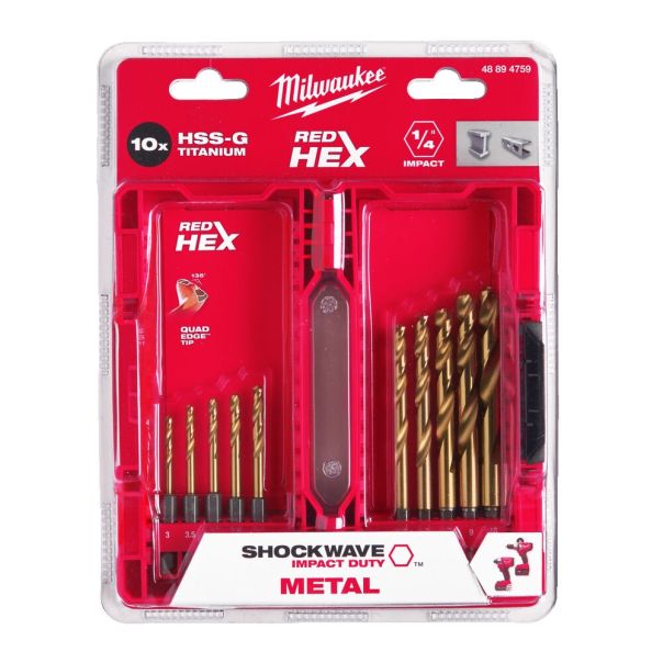 MILWAUKEE Udarne burgije za metal 3-10mm TIN HEX 1/4” set 10/1 - 48894759