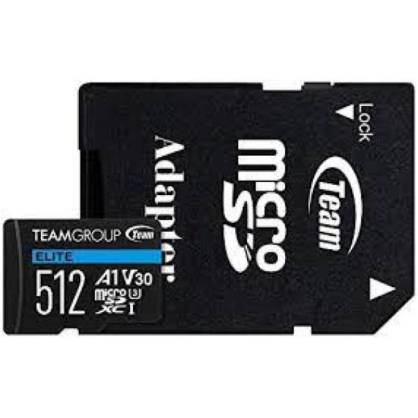 TEAM GROUP TeamGroup MICRO SDXC 512GB UHS-I ELITE +SD Adapter TEAUSDX512GIV30A103 - 42945