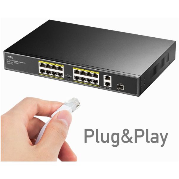 CUDY PoE+Switch FS1018PS1 16-Port 10/100M, 1Gbit Uplink + 1Gbit Combo SFP Port, 200W - 42980