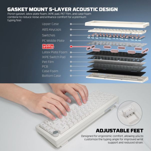 Tastatura Mehanicka Gaming Fantech MK614 Atom x66 Retro crna (ice apricot switch) - EP3093824