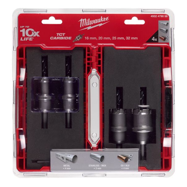 MILWAUKEE Set kruna sa karbidnim zubima 16, 20, 25, 32 mm TCT 4/1 - 4932479058
