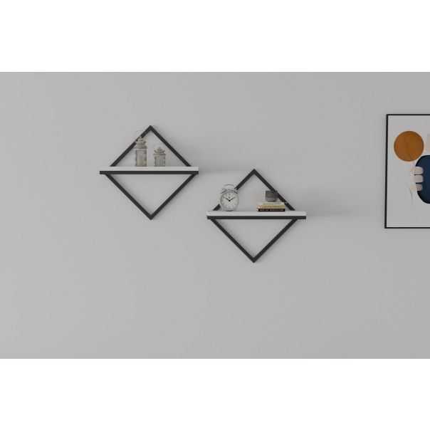 HANAH HOME Zidna polica Sezo, crna/bela - 495SSE1123