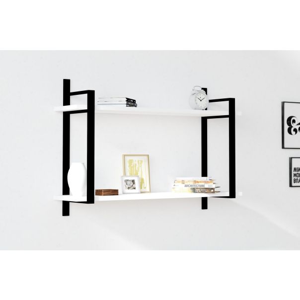 HANAH HOME Zidna polica Abat, bela/crna - 495SSE1163