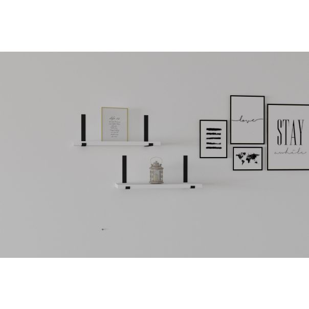 HANAH HOME Set zidnih polica Lama 2/1, bela/crna - 495SSE1177