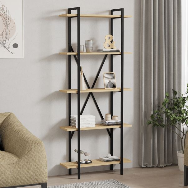 HANAH HOME Polica Kinder, svetlobraon/crna - 495SSE1223
