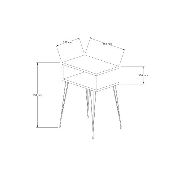HANAH HOME Noćni stočić Tenby, krem - 495SSE1704