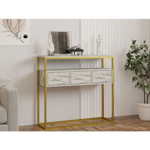 HANAH HOME Komoda Guarda, zlatna/mermerna - 495SSE1907