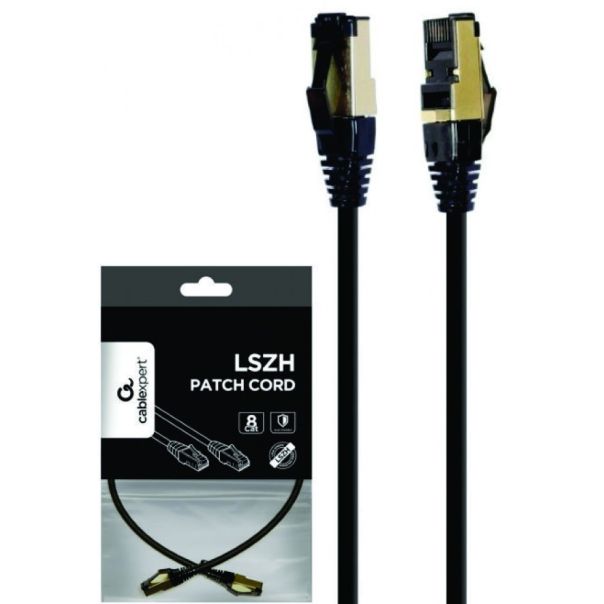 GEMBIRD PP8-LSZHCU-BK-0.25M Mrezni kabl S/FTP Cat.8 LSZH patch cord, black 0.25m - 43154