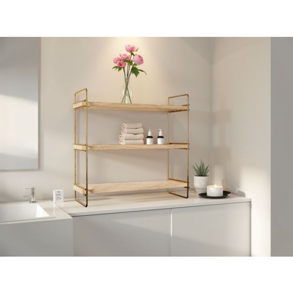 HANAH HOME Polica Masa Üstü 3 Katlı, braon/zlatna - 498HFT1108