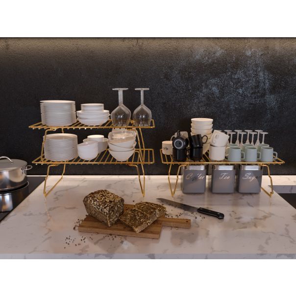 HANAH HOME Kuhinjska polica Dolap Ici Organizer, zlatna - 498HFT1109