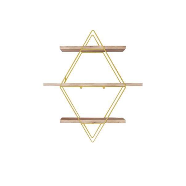 HANAH HOME Zidna polica Prizma Raf, zlatna/krem - 498HFT1110