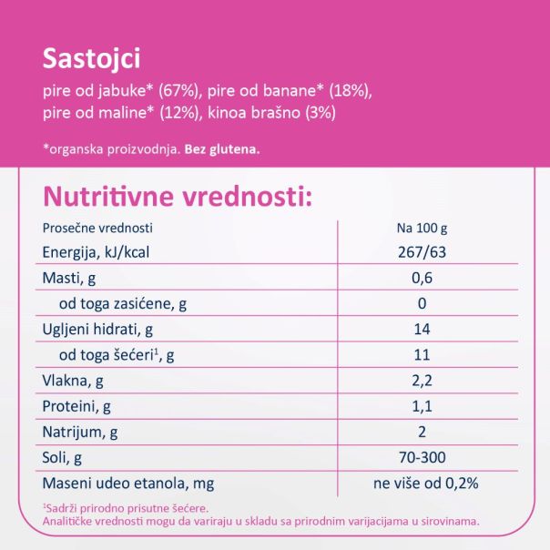 Fleur Alpine organski pire sa malinom i kinoom 8+, 120 g - 000382