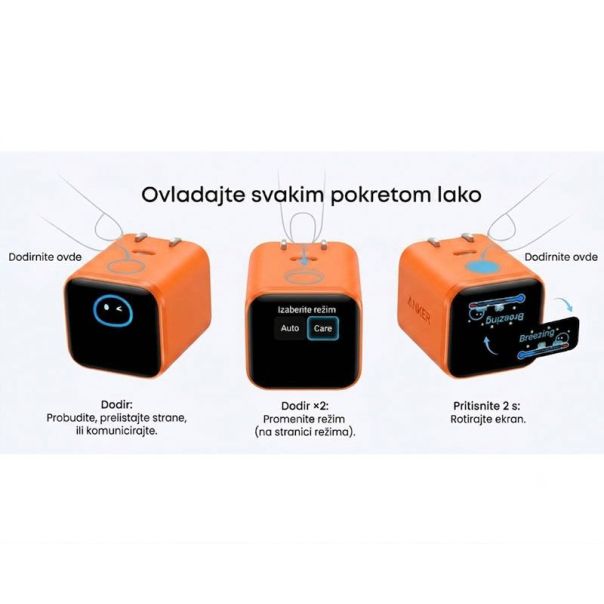 Nano 45W putni zidni punjač sa ekranom, USB-C port, crni - EP3262799