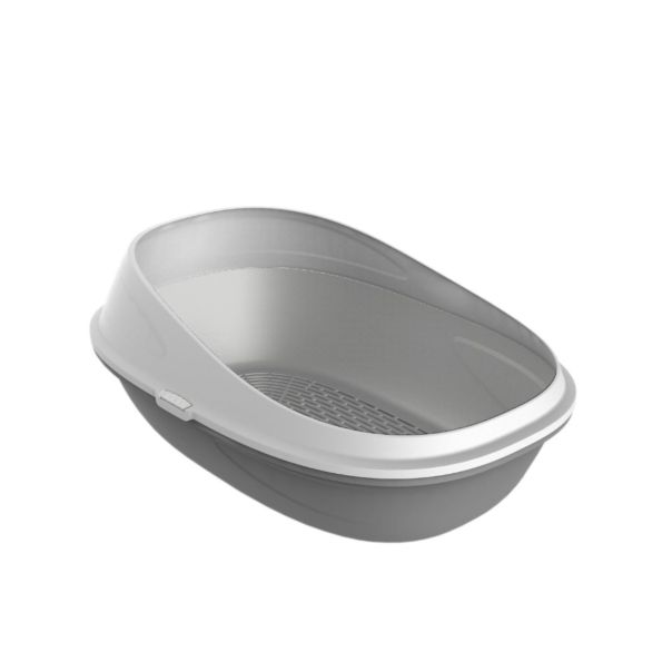 PETMAX Toalet za mačke 59x39 cm otvorena dupla baza sivi - 50143