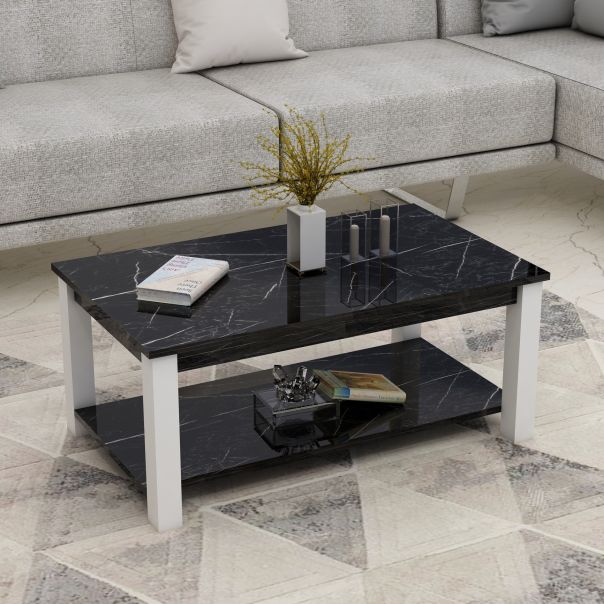 HANAH HOME Klub sto Larissa, crna/bela - 505CRL1409