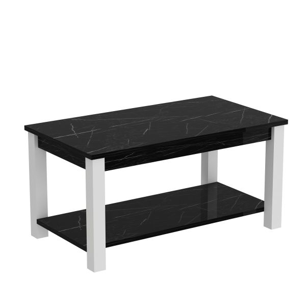 HANAH HOME Klub sto Larissa, crna/bela - 505CRL1409