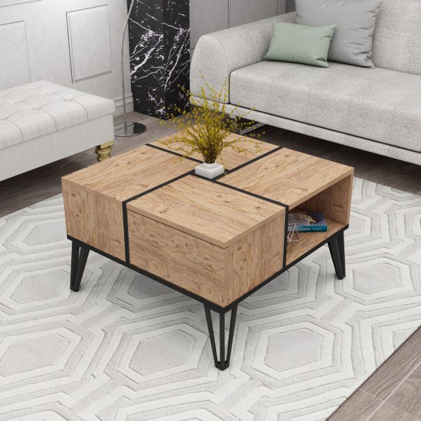 HANAH HOME Klub sto Nirvana, svetlobraon - 189098