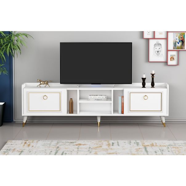 HANAH HOME TV komoda Rudy V2, bela/zlatna - 505CRL1721