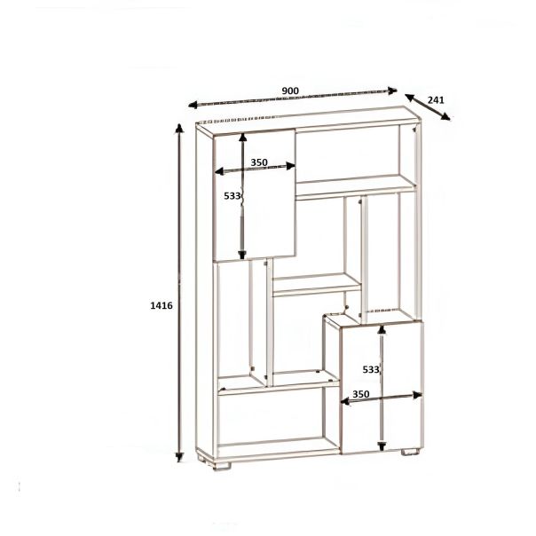 HANAH HOME Polica za knjige De More, antracit - 505CRL1804