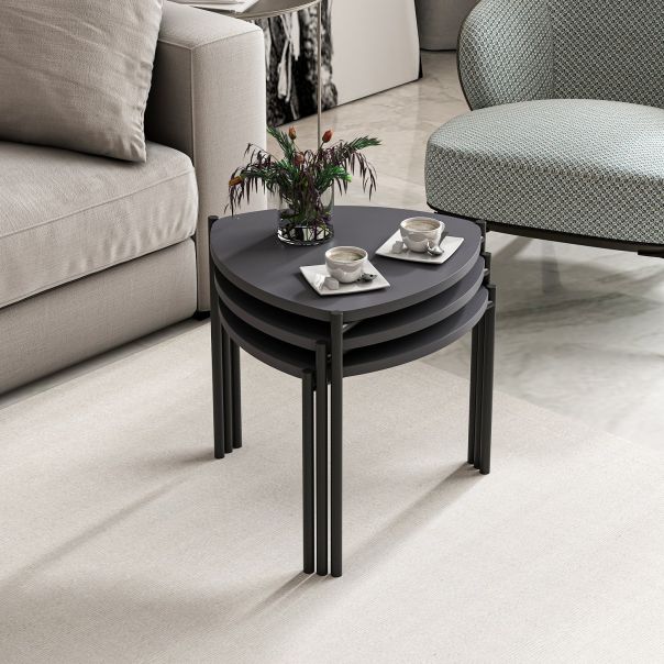 HANAH HOME Set klub stolova Lenny, antracit - 506MNR1223