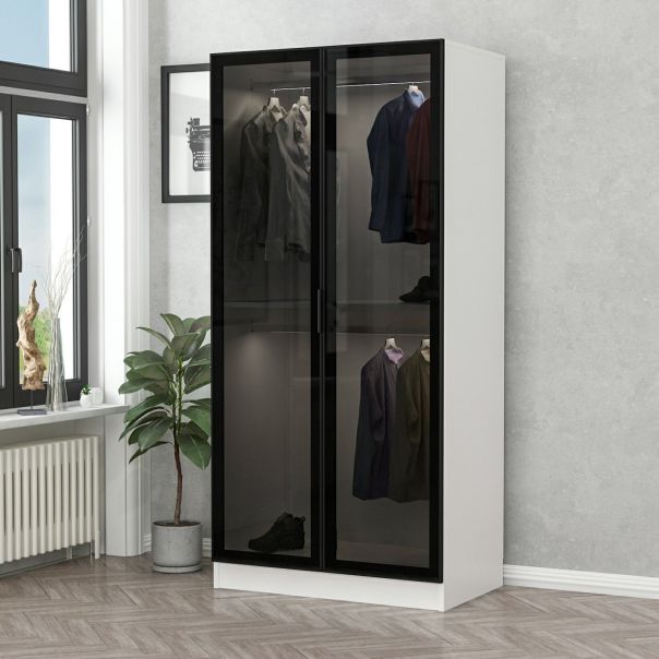 HANAH HOME Ormar sa staklenim vratima Kale 210, crna/bela - 506MNR2167