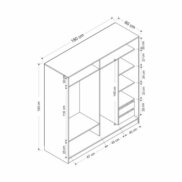 HANAH HOME Ormar sa ogledalom Kale - 3174, braon - 506MNR2633