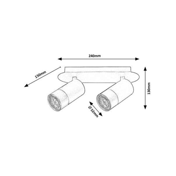 Rabalux Zidna lampa Zircon GU10 2X MAX 5W mat crno (5070) - 5070