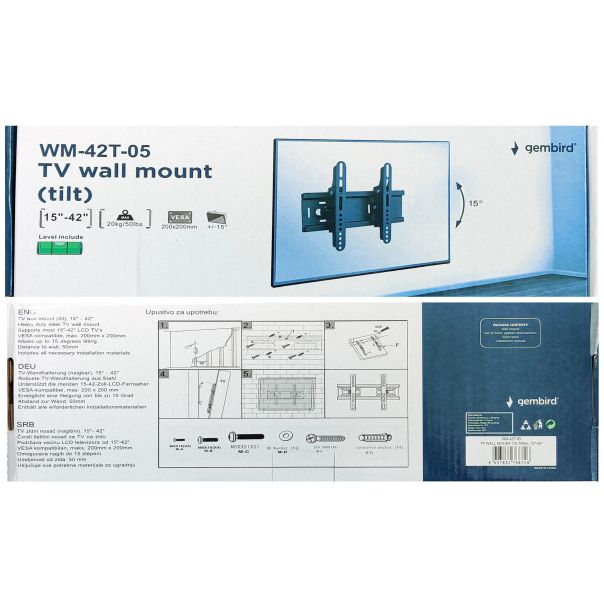 GEMBIRD Nosač za televizor zidni, podesivi, 15