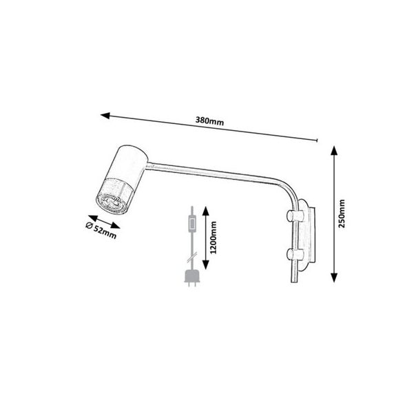Rabalux Zidna lampa Zircon GU10 1X MAX 5W mat crno (5072) - 5072