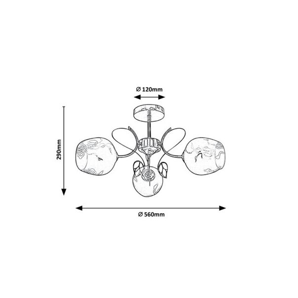Rabalux Plafonjera Fauna E27 3x MAX 40W zlatna (5098) - 5098