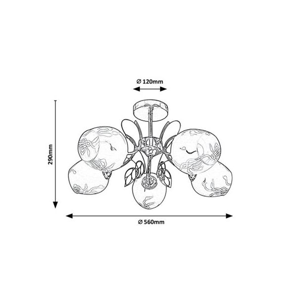 Rabalux Plafonjera Fauna E27 5x MAX 40W zlatna (5099) - 5099