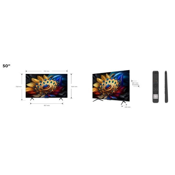 TCL Televizor 50C655, Ultra HD, Google TV Smart - 50C655