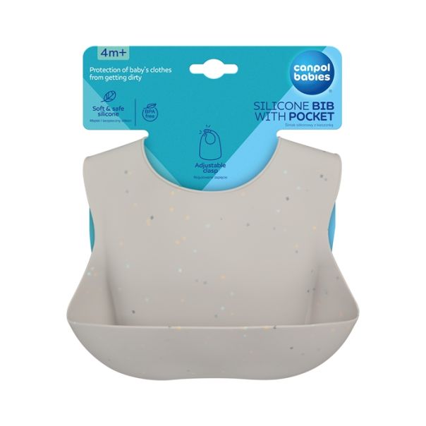 CANPOL BABIES SILIKONSKA PORTIKLA SA DZEPOM DOTS 51/029 GREY - EP2739641